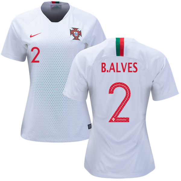 Women's Portugal #2 Bruno Alves Away Soccer Country Jersey